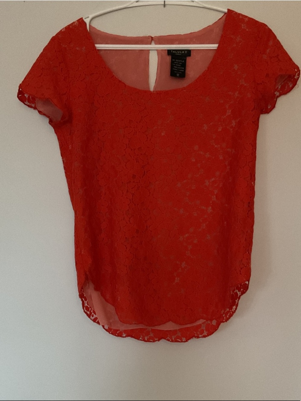 Talula Orange Lace Short-Sleeve Blouse